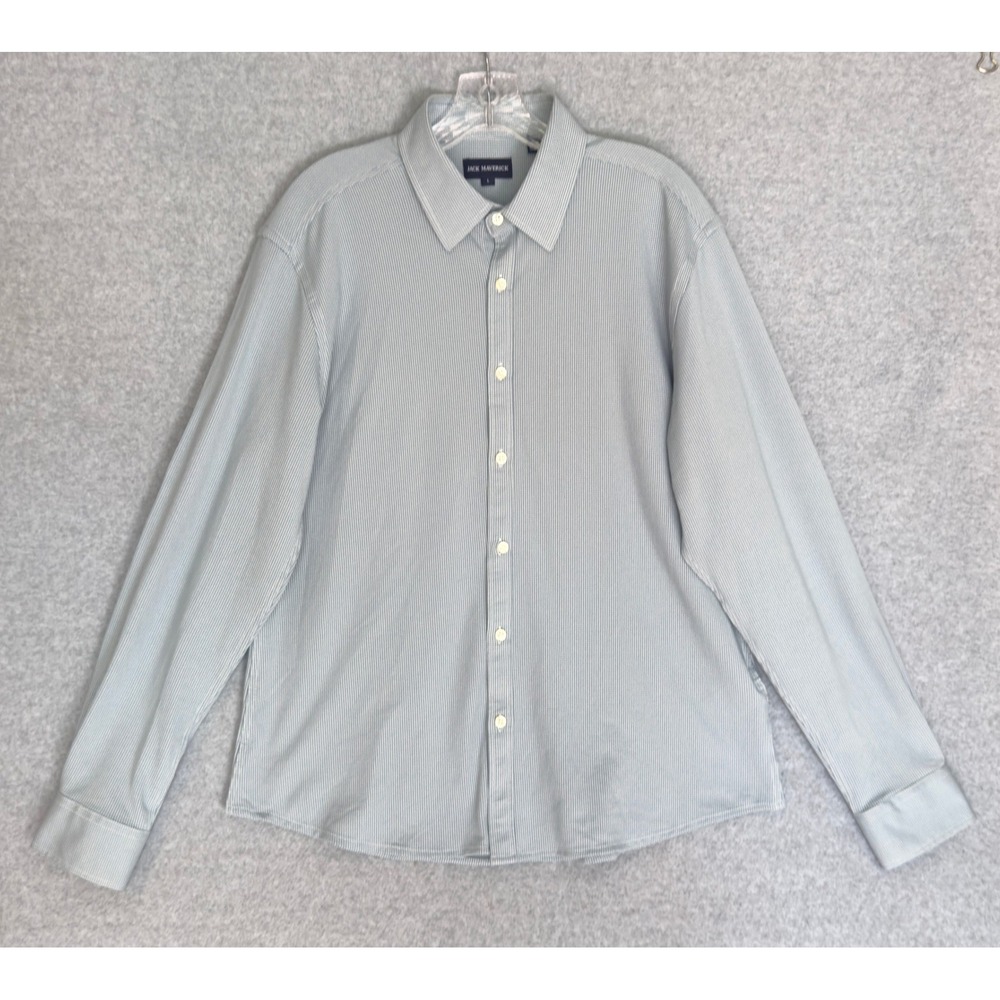 Jack Maverick Button Up Shirt Mens Large Light Blue Micro Houndstooth Stretch
